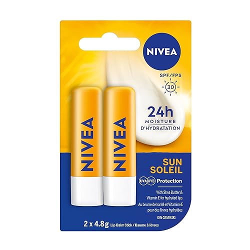 NIVEA Sun Caring Lip Balm Sticks with SPF 30, Duo Pack (2 x 4.8 g)(Imported from Canada) Beauty & Personal Care NIVEA