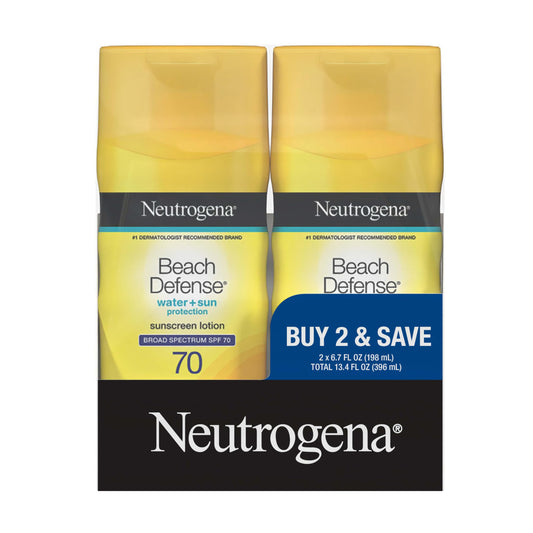 Neutrogena Sunscreen Lotion Beach Defense SPF 70, Face and Body Sunscreen, Hawaii Reef Act 104 Compliant, Octinoxate & Oxybenzone Free, Oil Free, Fast Beauty & Personal Care Neutrogena