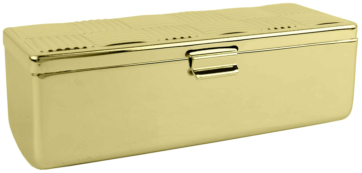 Stephanie Imports Set of 2 Rectangular Vintage Lipstick Cases With Glass Mirror (Gold Checker) Beauty & Personal Care Stephanie Imports