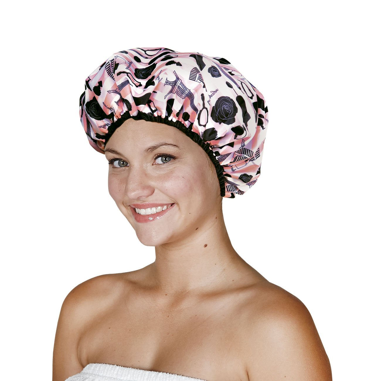 Reusable Nylon Bath & Shower Cap, Reversible Oversized Waterproof Shower Caps Large Designed for all Hair Lengths w Terry Lining & Elastic Band Beauty & Personal Care Betty Dain
