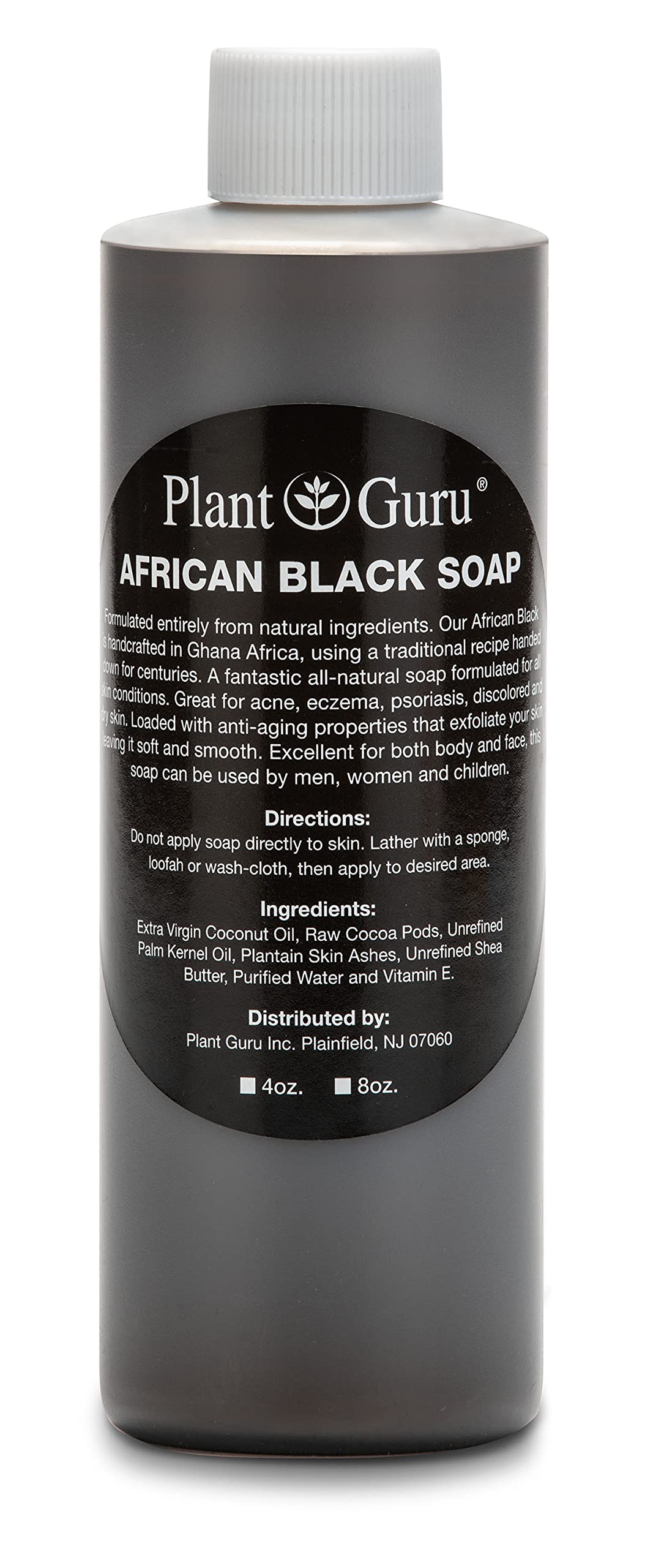 African Black Soap Liquid 8 oz. 100% Raw Pure Natural From Ghana. Acne Treatment, Aids Against Eczema & Psoriasis, Dry Skin, Scars and Dark Spots. Beauty & Personal Care Plant Guru