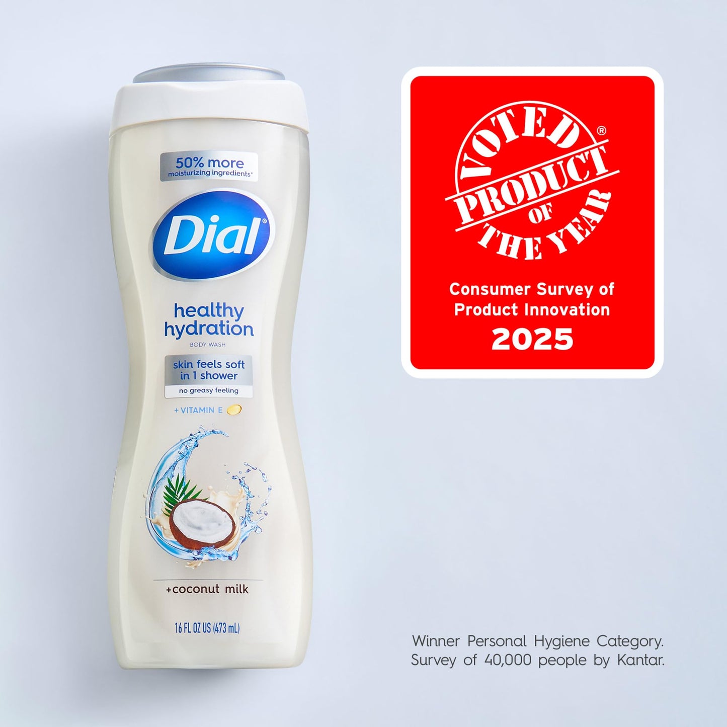 Dial Body Wash, Healthy Hydration, Coconut Milk + Vitamin E, 16 fl oz (Pack of 4), Gentle, Leaves Skin Feeling Soft In 1 Shower, Dermatologist-Tested Beauty & Personal Care Dial