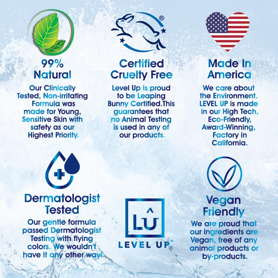 Level Up Boys Deodorant: Aluminum-Free Alcohol-Free, Paraben-Free, 24 Hr Odor Protection, Clean Fresh Scent, Kids & Tweens Made in the USA Beauty and Personal Care Level Up