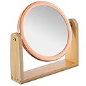 YEAKE Double Sided 10X Magnifying Makeup Mirror with Bamboo Stand,Small Desk Table Mirror with 360° Rotation,Standing Portable Cosmetic Mirror,Good Beauty & Personal Care YEAKE