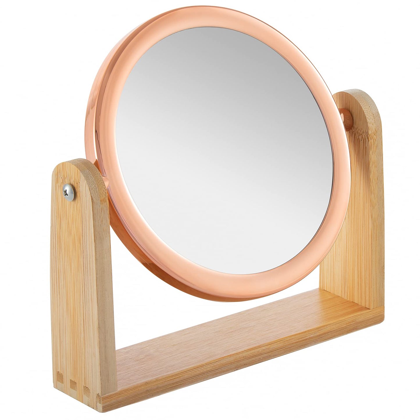 YEAKE Double Sided 10X Magnifying Makeup Mirror with Bamboo Stand,Small Desk Table Mirror with 360° Rotation,Standing Portable Cosmetic Mirror,Good Beauty & Personal Care YEAKE