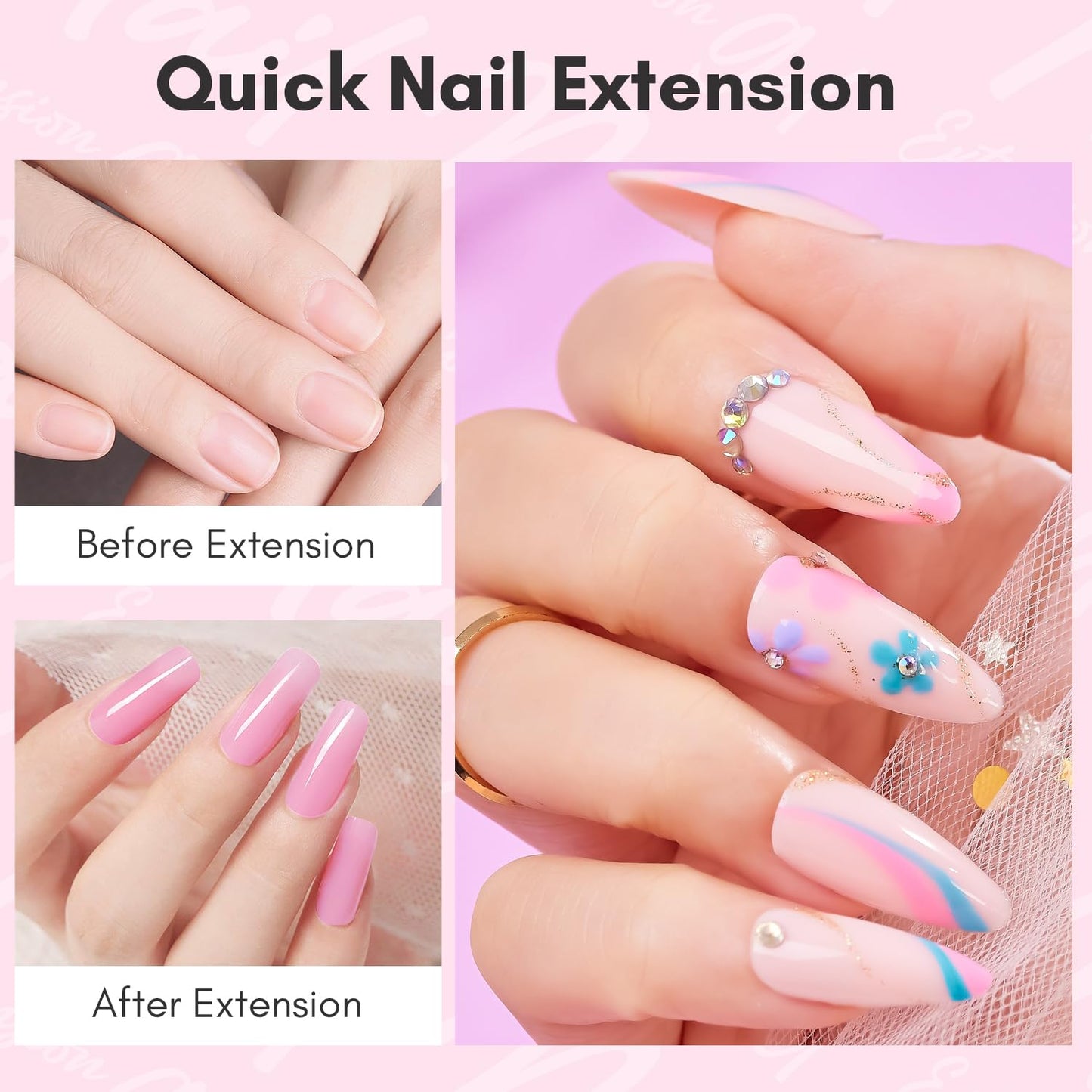 Makartt Poly Nail Gel 50ML: Builder Nail Extension Gel Daisy Pink Long-Lasting Easy-Use Gel for DIY Home Salon Beauty and Personal Care Makartt