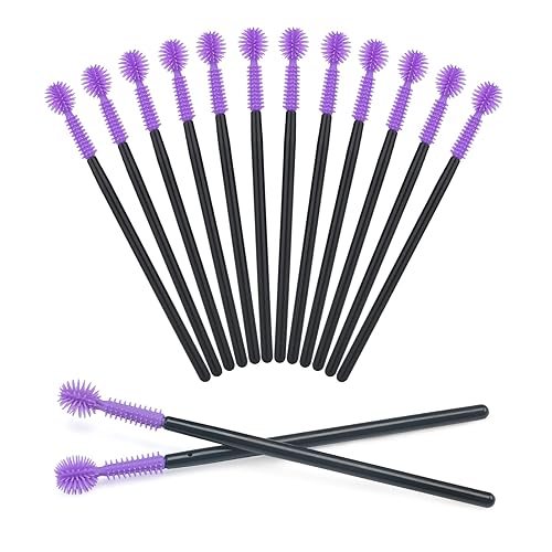 G2PLUS 50PCS Silicone Eyelash Brushes, Purple Disposable Mascara Wands, Adjustable Ball- Shape Eyelash Spoolies, Eyebrow Brushes for Eyelash Extension Beauty & Personal Care G2PLUS