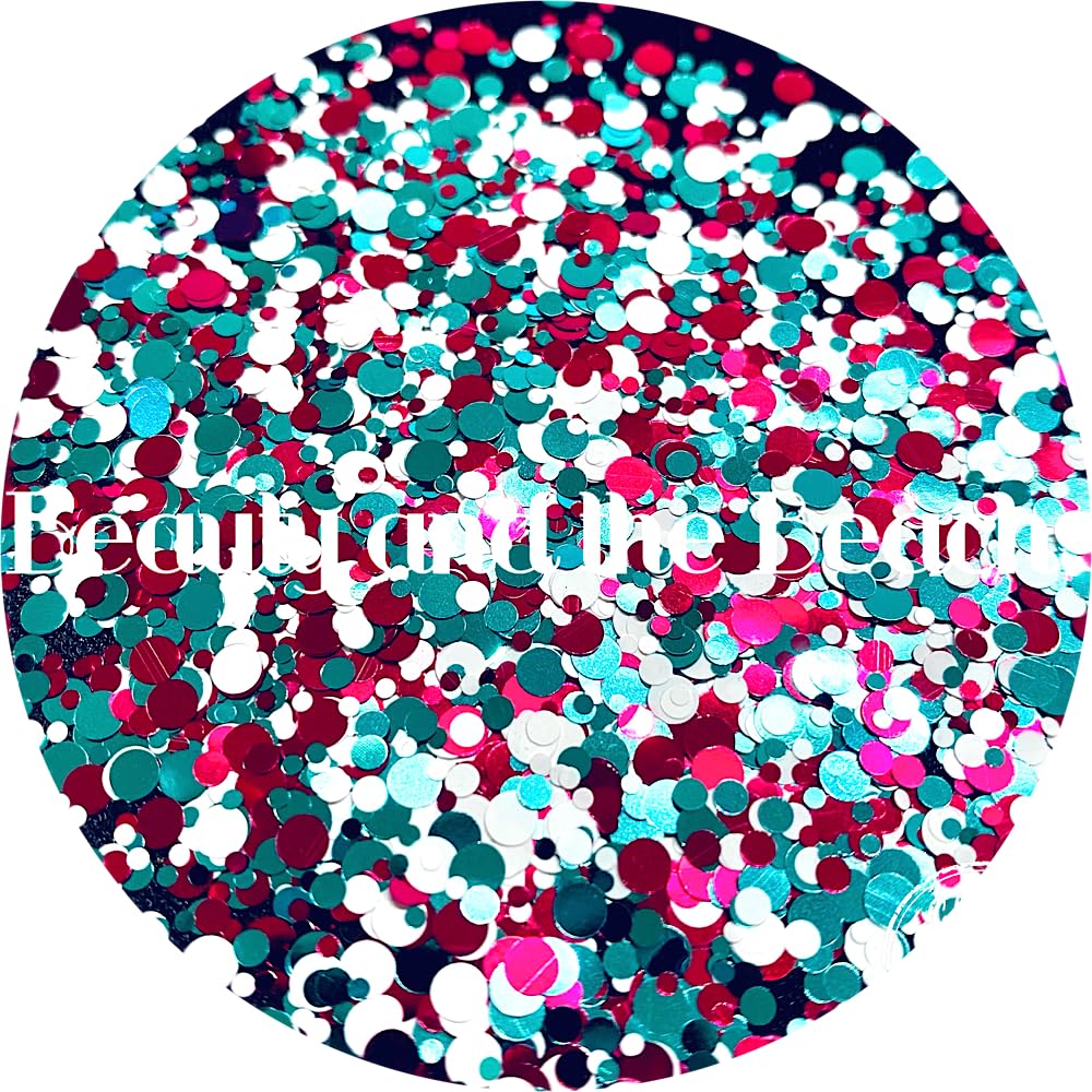 Pink Teal Dots Polyester Glitter | Craft Glitter | Glitter for Arts & Crafts | Tumblers | Cosmetics | Nails | Epoxy Resin Art | Slime | DIY | Body Beauty & Personal Care Glitter Heart Co.