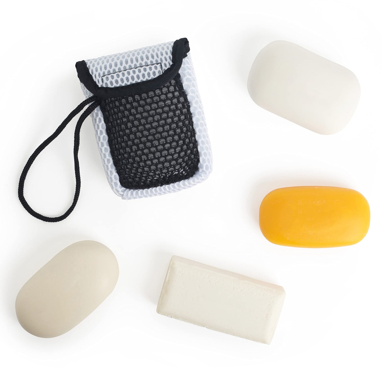 MainBasics Exfoliating Bar Soap Pouch Dual-Sided Body Scrubber - Fits Standard Size Soap Bars, White Beauty & Personal Care MainBasics
