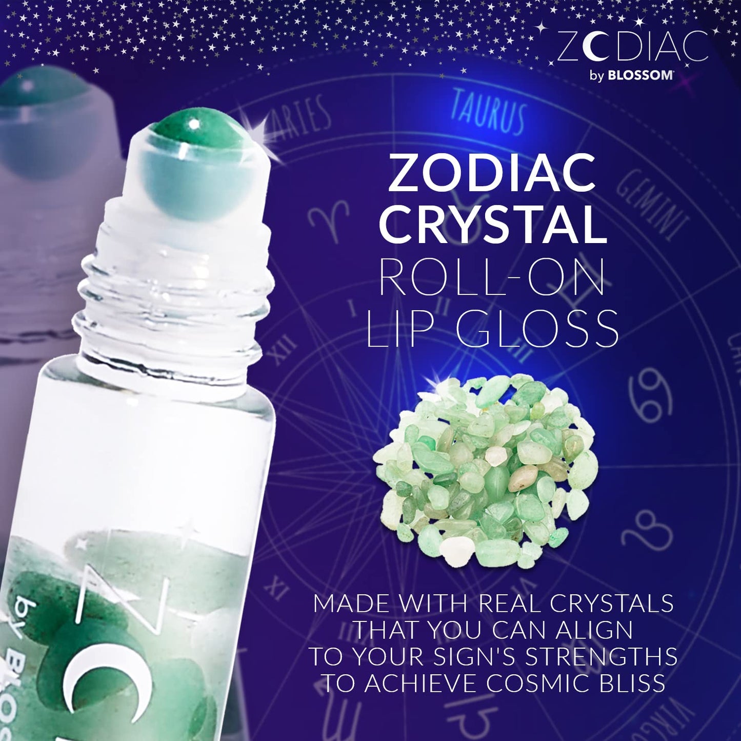 Blossom Lip Gloss Zodiac Sign Vanilla Scented Roll-On Lip Gloss, Moisturizing + Hydrating with Zodiac Crystals, Made in USA, 0.20oz, Taurus Beauty & Personal Care Blossom