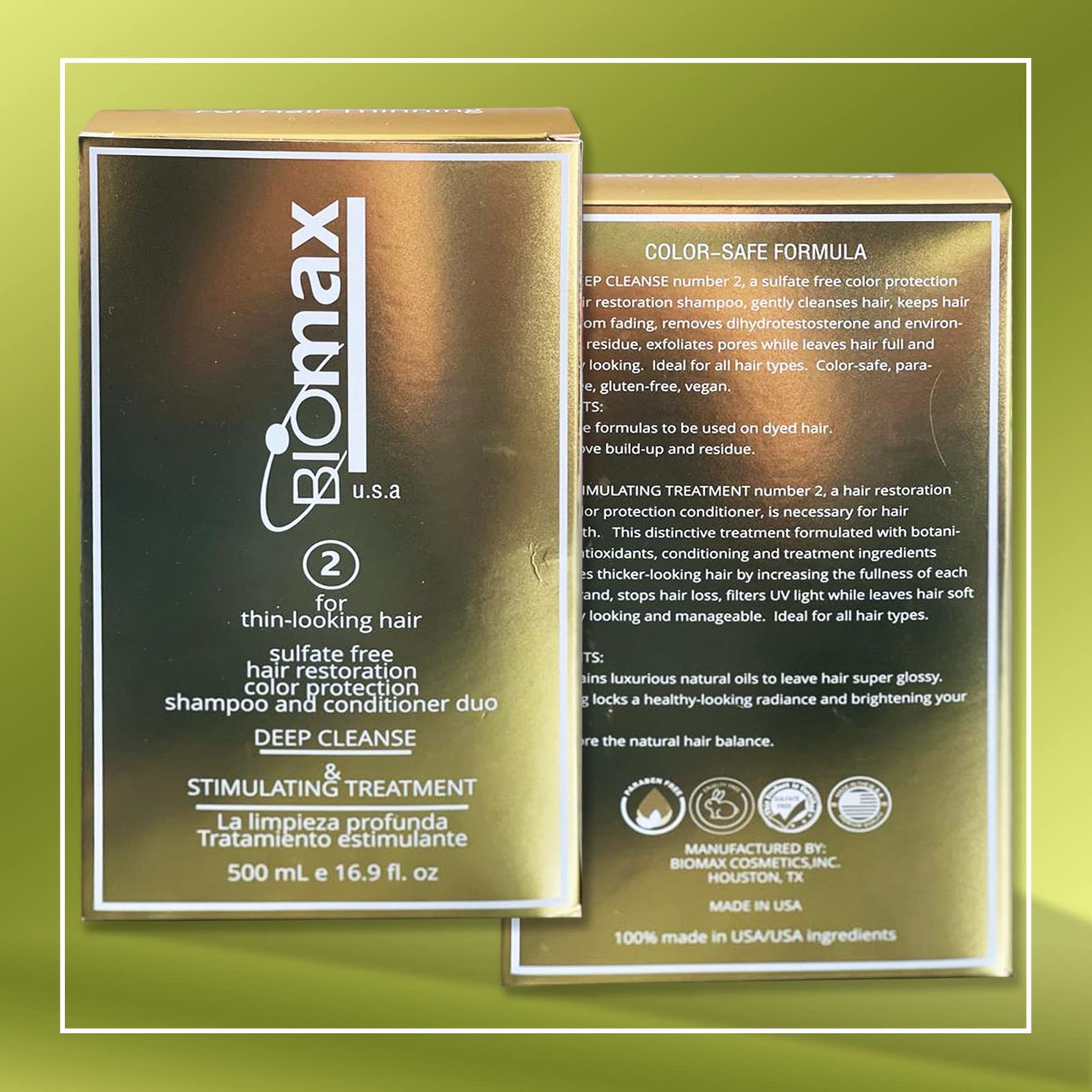 Biomax Deep Cleanse Hair Restoration Shampoo & Stimulating Treatment Color Protection Conditioner No.2 for Thin-Looking Hair, Remove Build-up Beauty & Personal Care BIOMAX