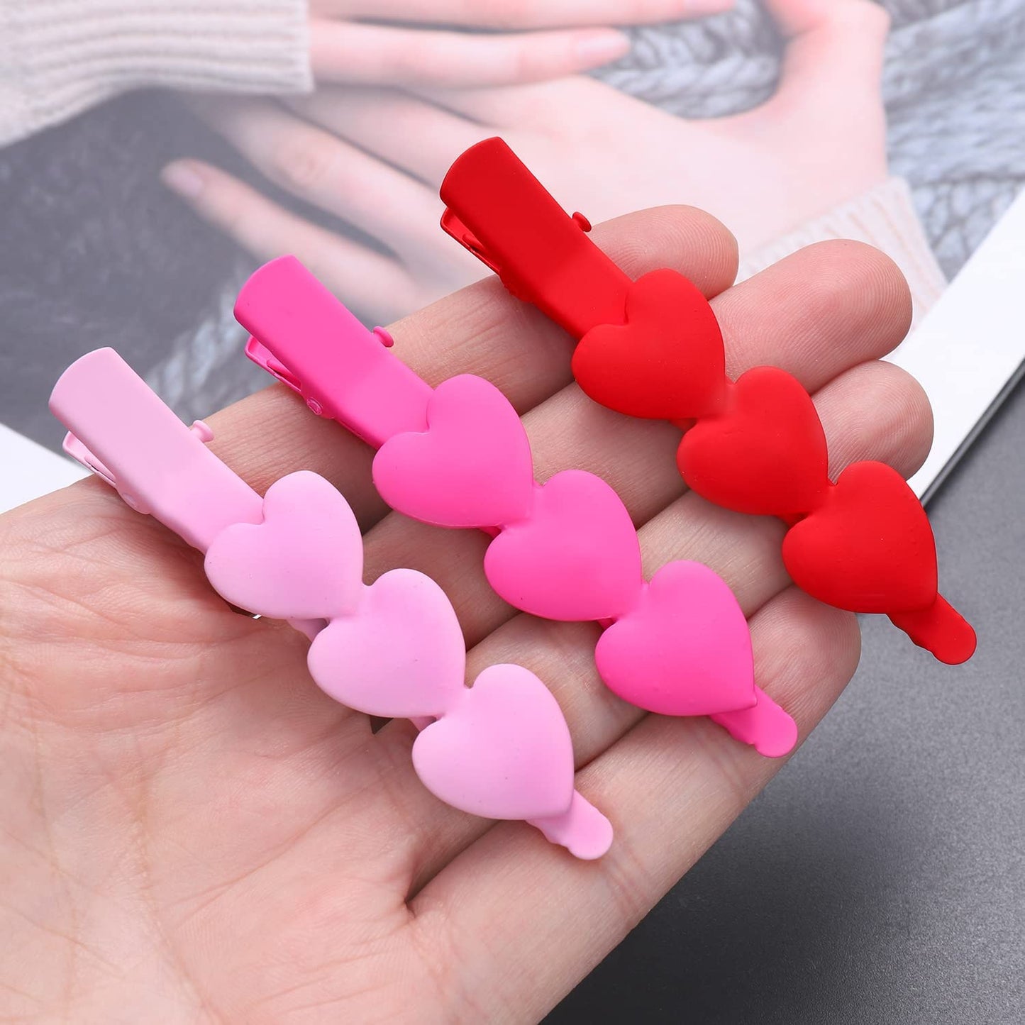 Valentine’s Day Hair Clips Matte Cupid Heart Bright-coloured Hairpins for Women Girls Sweet Romantic Trio Love Alligator Clips Barrettes Pretty Beauty & Personal Care BVGA