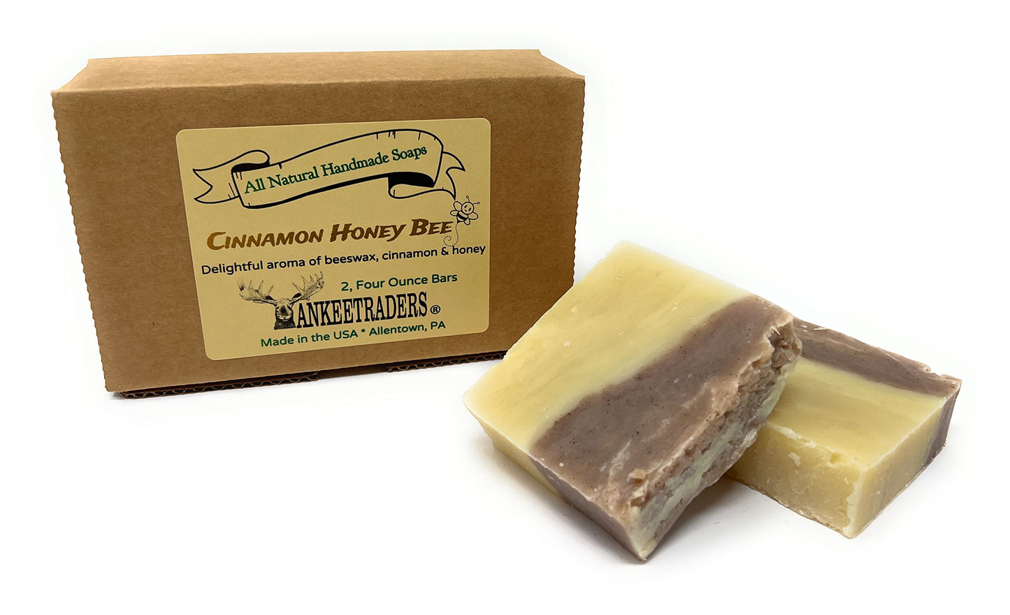 YANKEETRADERS Cinnamon Honey Bee Soap- Handmade, All Natural - Vegan / 2 Bars Beauty & Personal Care YANKEETRADERS