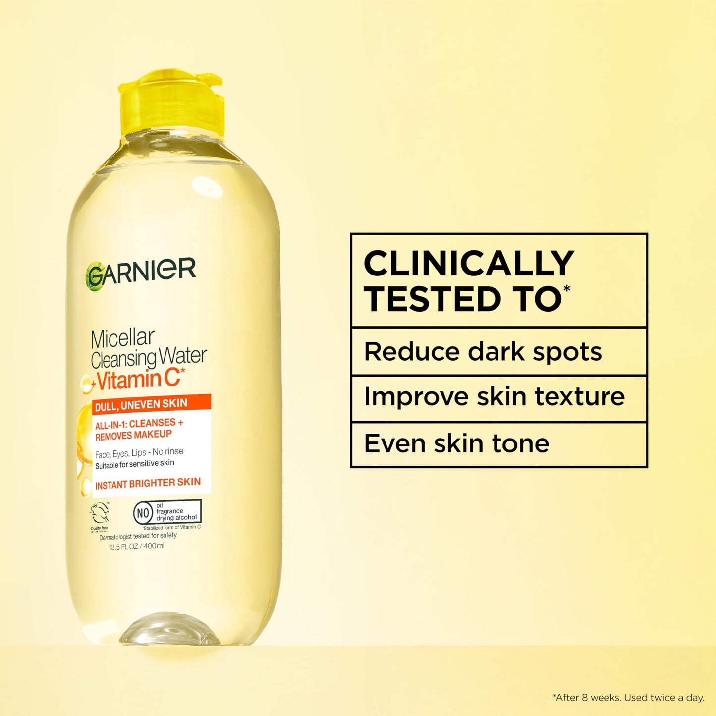 Garnier Micellar Water with Vitamin C, Facial Cleanser & Makeup Remover, Brightening & Hydrating, For All Skin Types, Vegan, Cruelty Free, 13.5 Fl Oz Beauty and Personal Care Garnier
