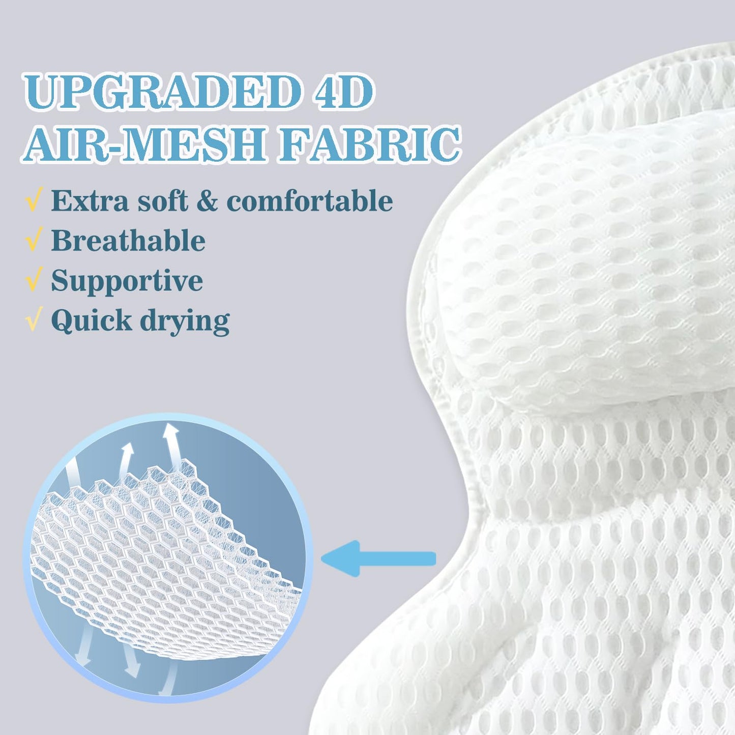Bath Pillow Luxury Bathtub Pillow - Bath Pillows for Tub Neck and Back Support, Ergonomic Tub Pillow for Bath with 4D Air Mesh + 6 Strong Suction Beauty and Personal Care Aleponna