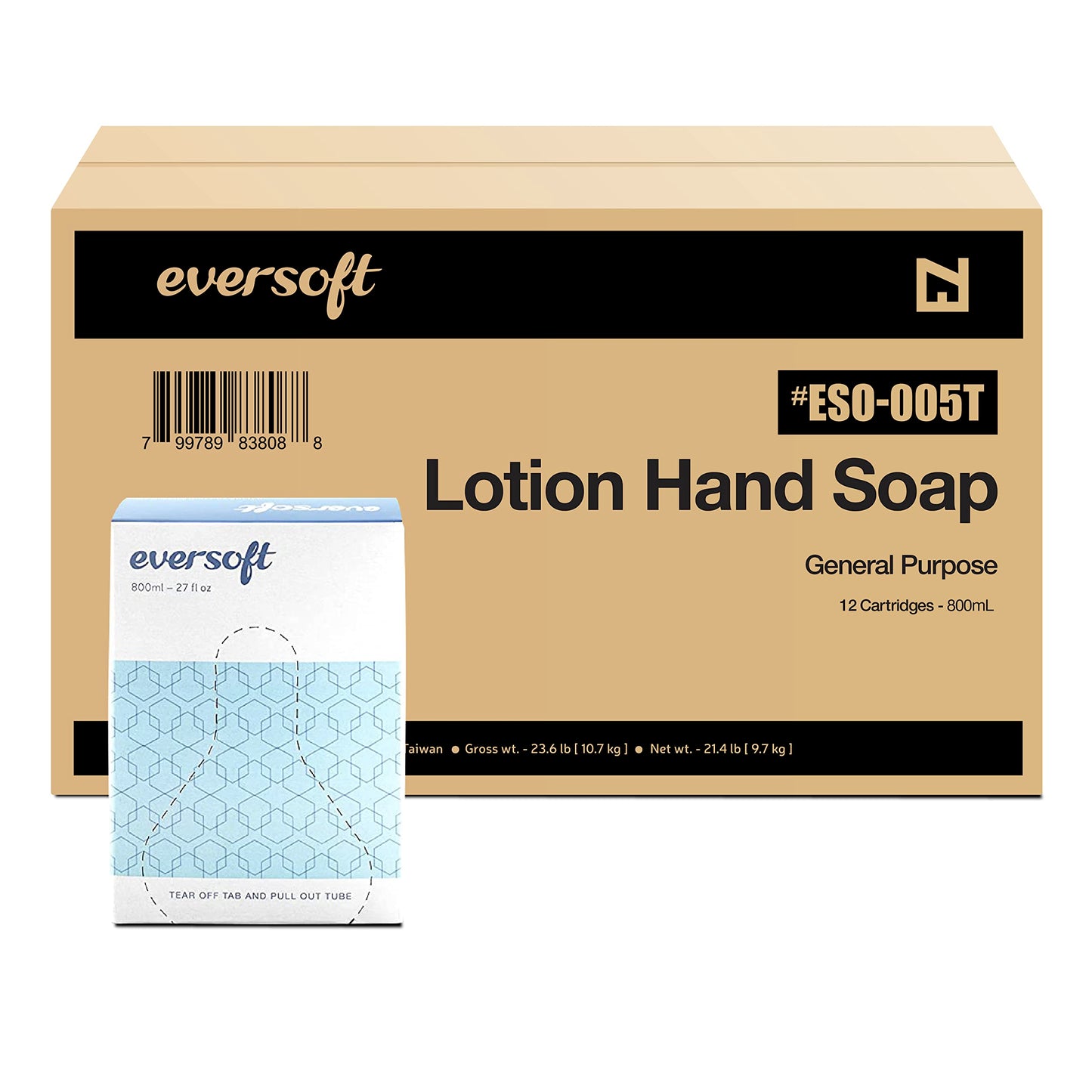 EZbrnd Eversoft General Purpose Lotion Hand Soap Refill, Bag-in-Box, Pack of 12x800ml (27.0 oz), ESO-005T (9128-12) Beauty & Personal Care EZPULL