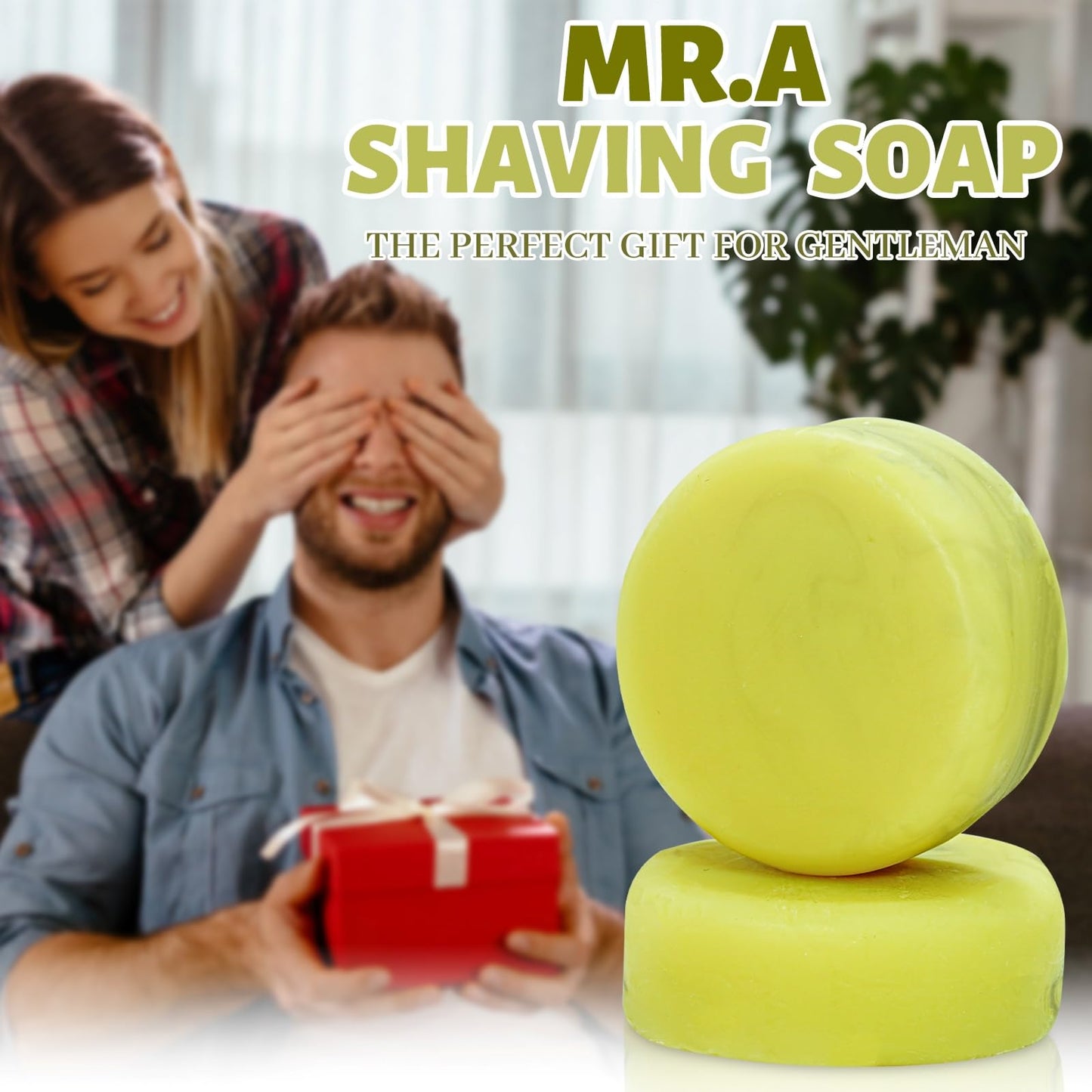 3Pack Shaving Soap for Men, Shaving Soaps Puck for Sensitive Skin, Unscented Shave Soap Bar, Rich Lasting Lather, Light Natural Scent Beauty and Personal Care MR.A