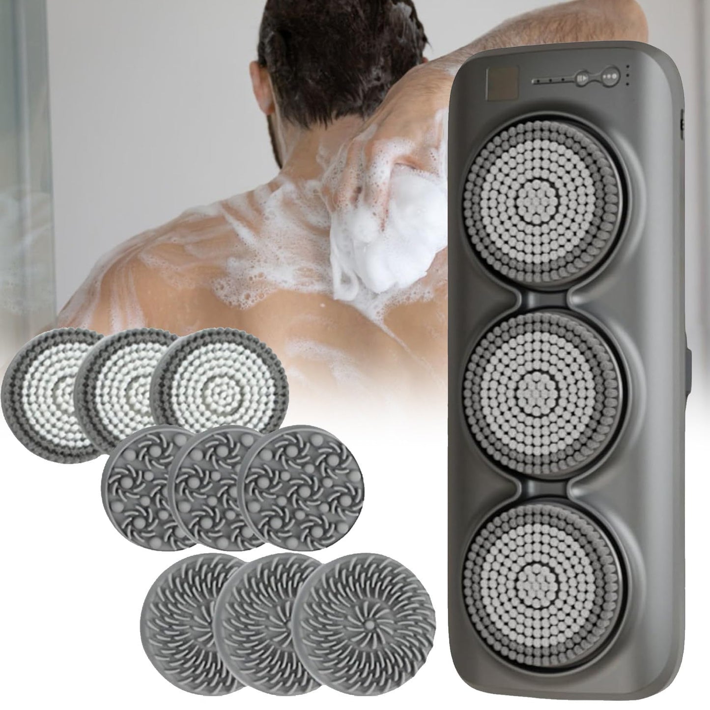 Wall Mounted Back Scrubber, Electric Back Exfoliating Bath Wash Pad, Electric Body Bath Brush 360° Rotation, 3-Speed Adjustment, for Deep Cleansing Beauty and Personal Care YEHOZZ