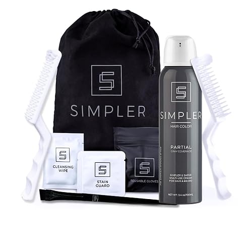 Simpler Partial Coverage Men's Hair Color Color Box - Permanent Beard & Mustache Dye - Ammonia-Free Beard Hair Dye - Fast Gray Blending - Salt Beauty & Personal Care SIMPLER HAIR COLOR