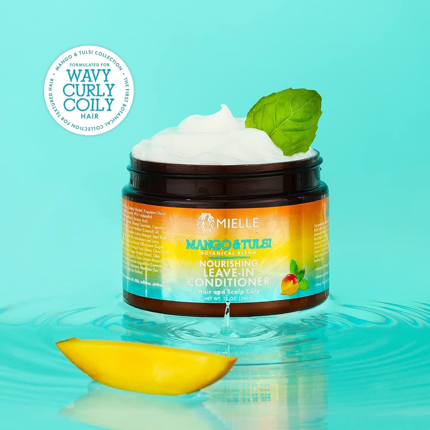 Mielle Organics Mango & Tulsi Nourishing Leave In Conditioner for Curly Hair - Moisturizing Leave In Conditioner with Breakage Protection & Scalp Beauty & Personal Care Mielle Organics