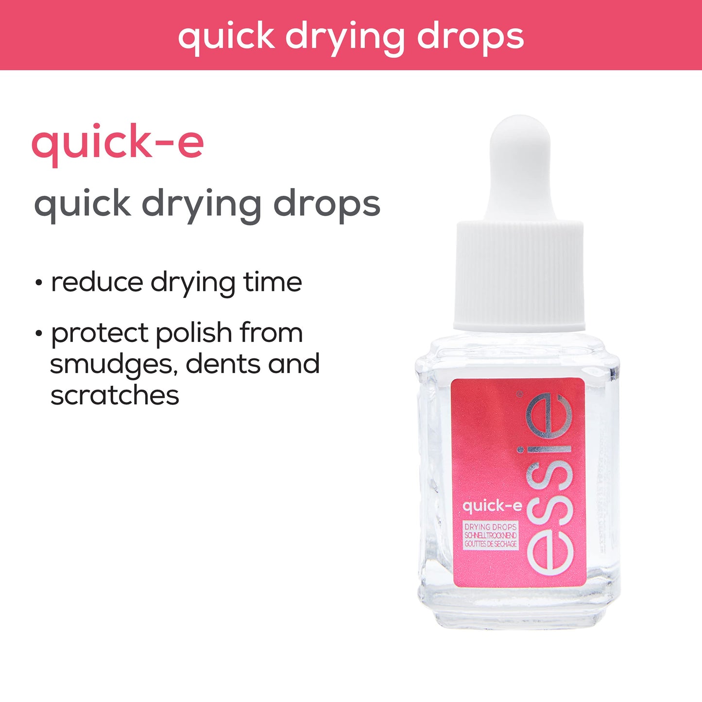essie Nail Care, 8-Free Vegan, Quick-E Drops, fast-drying drops, nail polish finisher, 0.46 fl oz Beauty & Personal Care essie