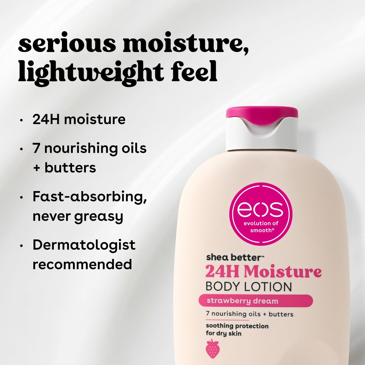 eos Shea Better Body Lotion Strawberry Dream, 24-Hour Moisture Skin Care, Lightweight & Non-Greasy, Natural Shea, Vegan, Strawberry Body Lotion, 16 fl Beauty & Personal Care eos