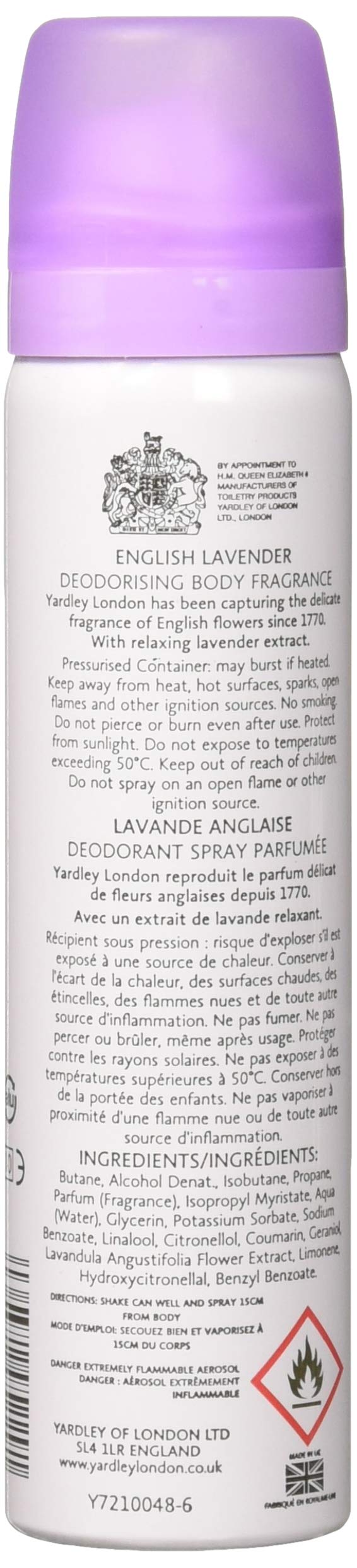 Yardley English Lavender Refreshing Body Spray 75ml by Yardley Beauty & Personal Care Yardley
