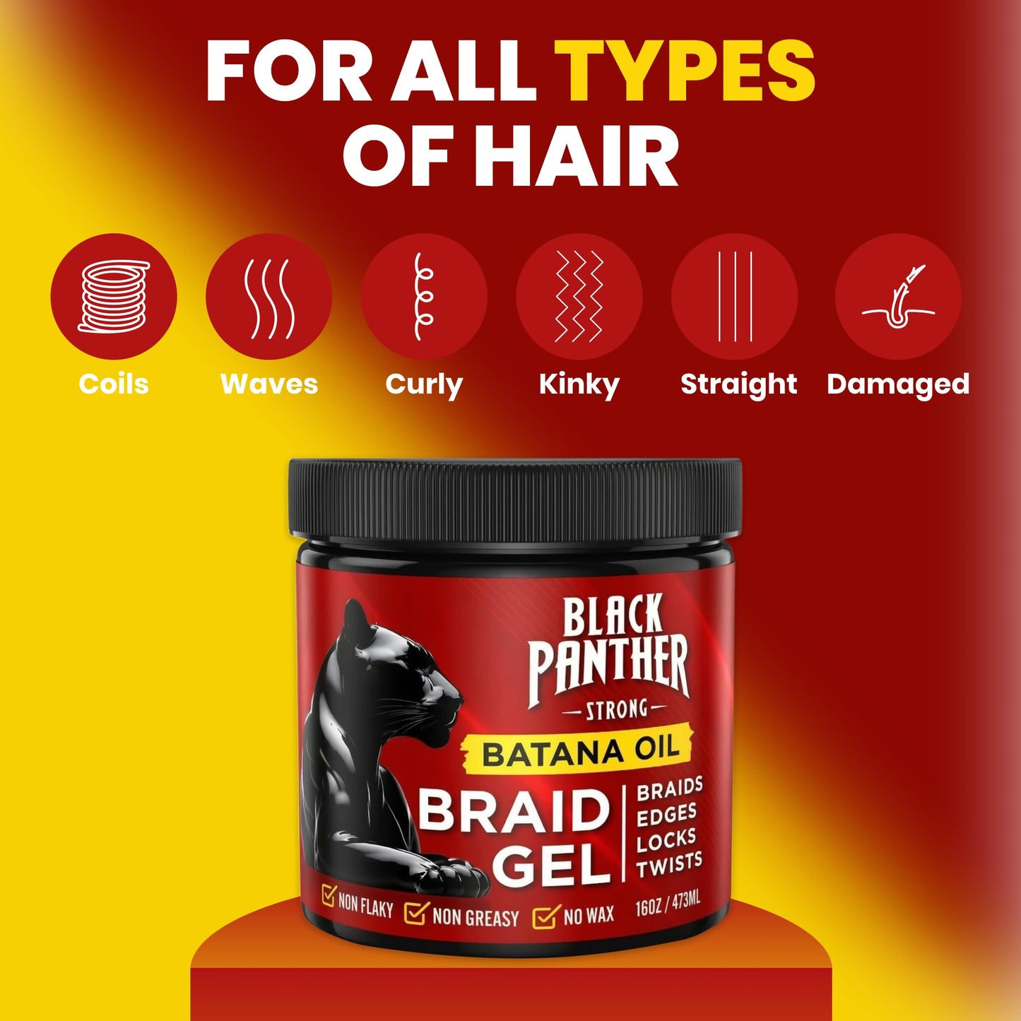 Black Panther Batana Oil Braid Gel | 2-in-1 Non Flaky, Non Greasy, No Wax No Sulfates No Parabens, Perfect for Braids, Edges, Locks, & Twists | 16 oz Beauty & Personal Care BLACK PANTHER STRONG DIAMOND EDGES