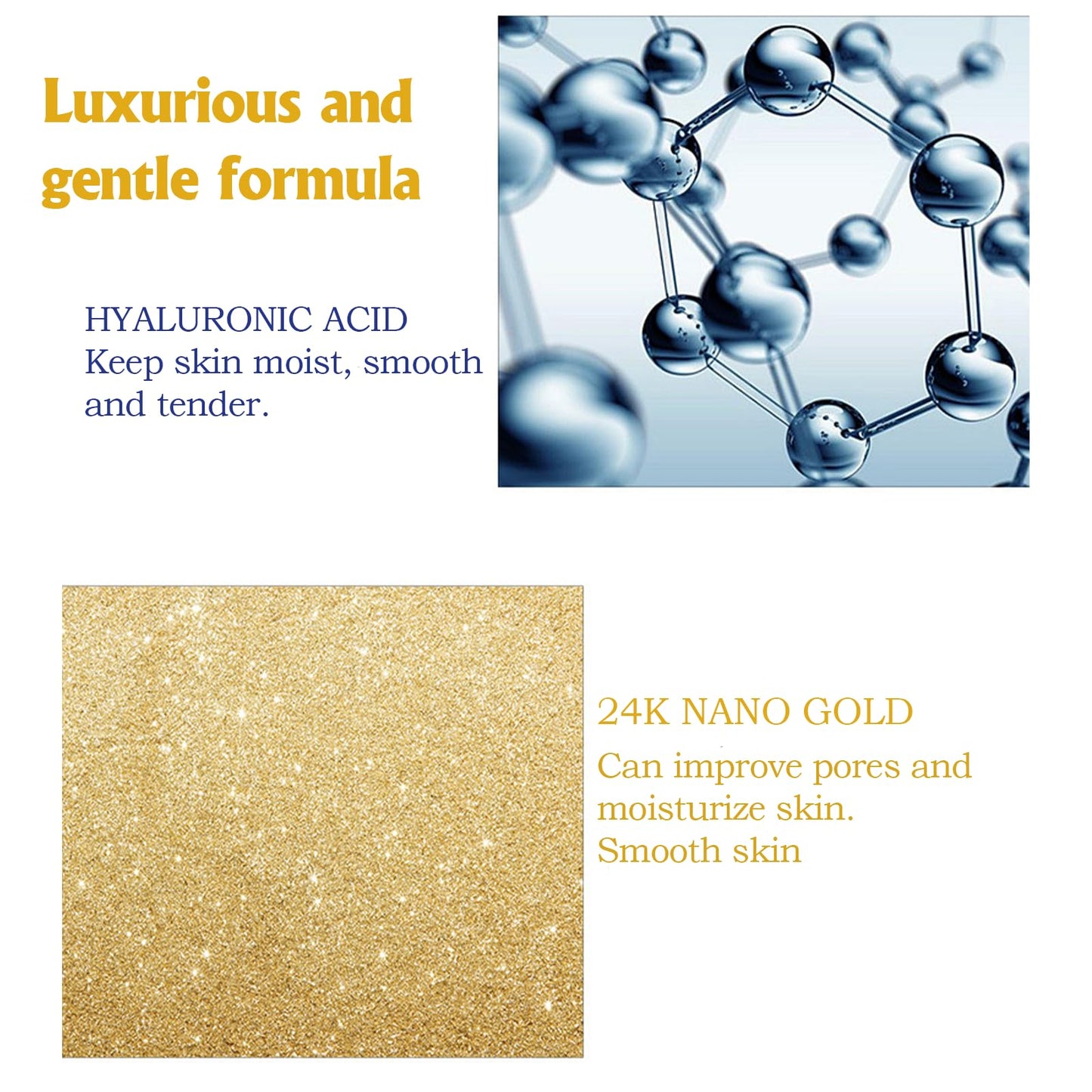 24k Gold Hyaluronic Acid Serum for Face, 2Pacs Anti Aging Collagen Peptide Face Serum for Women, Moisturizer Glowing Skin Collagen Booster Hyaluronic Beauty & Personal Care xinxinghualing