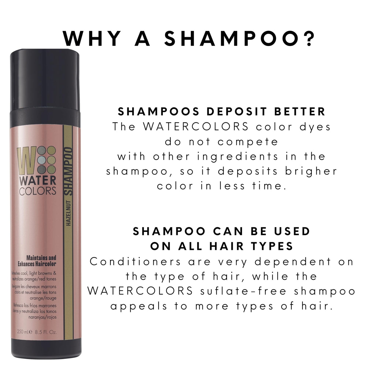 Watercolors Color Depositing Shampoo, Semi Permanent Hair Color 8.5 oz - HAZELNUT Beauty & Personal Care Watercolors