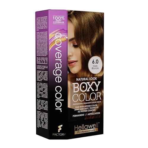 BOXY COLOR Coloring kit professional, permanent color cream hair dye with Vegetal Protein to get Hair with intense color shiny and silky. 100% Gray Beauty & Personal Care HELLAWELL PROFESSIONALS