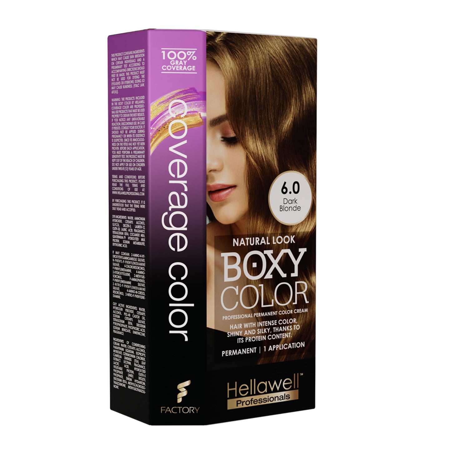 BOXY COLOR Coloring kit professional, permanent color cream hair dye with Vegetal Protein to get Hair with intense color shiny and silky. 100% Gray Beauty & Personal Care HELLAWELL PROFESSIONALS