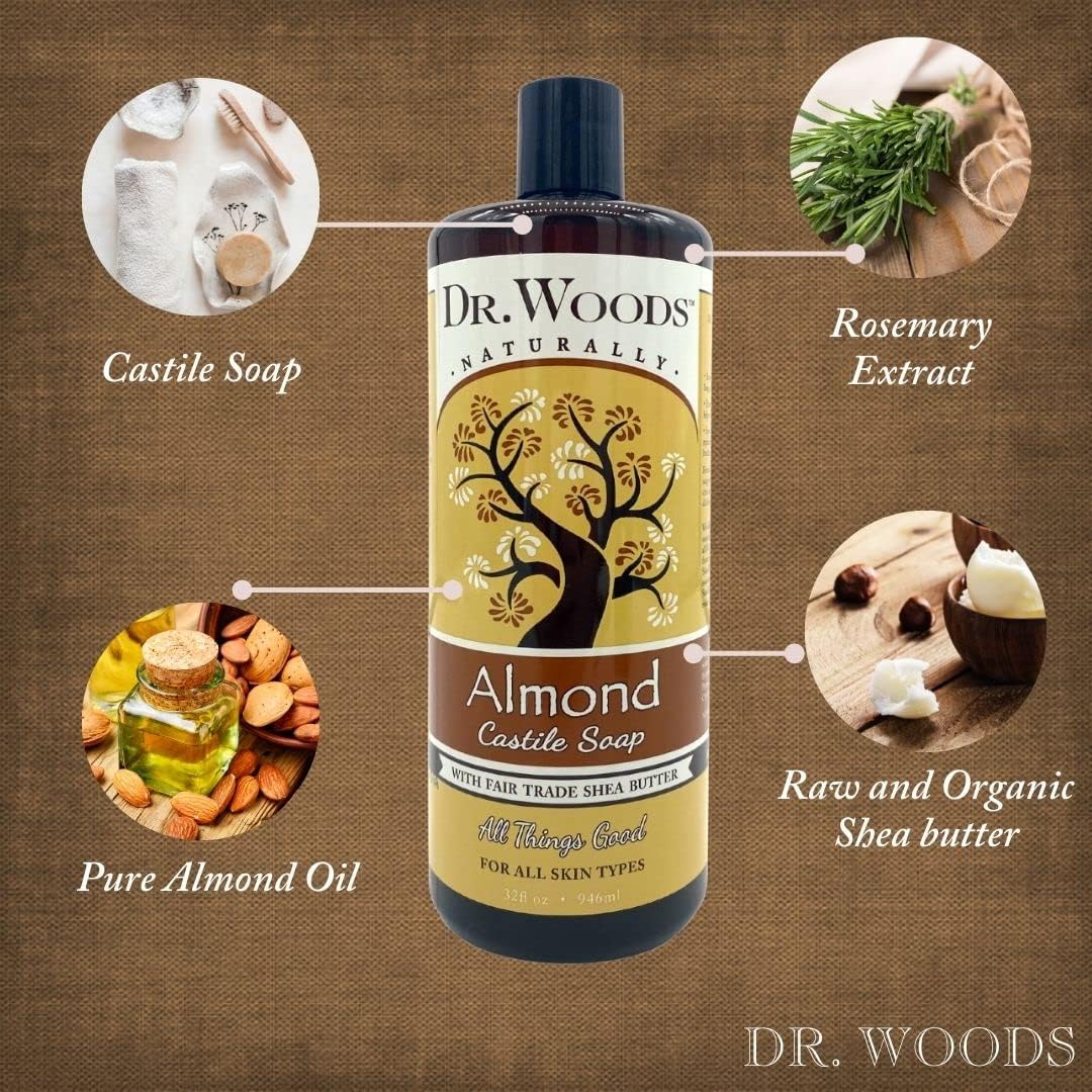 Dr. Woods Naturals Almond Soap with Shea Butter, 32 FZ (Pack of 8) Beauty & Personal Care Dr. Woods