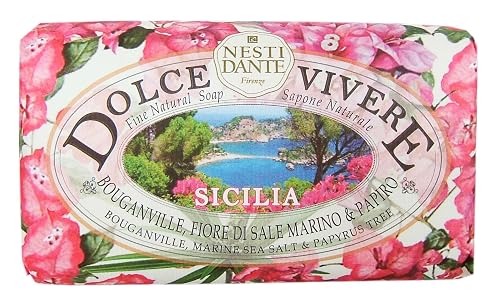 Dolce Vivere Sicilia Bougainville, Marine Sea Salt & Papyrus Tree Fine Natural Soap Bar Beauty & Personal Care Nesti Dante