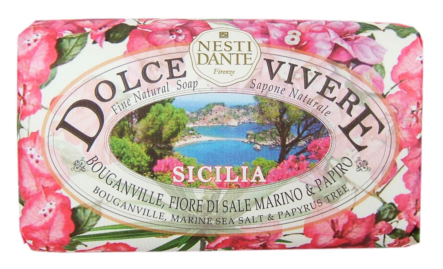 Dolce Vivere Sicilia Bougainville, Marine Sea Salt & Papyrus Tree Fine Natural Soap Bar Beauty & Personal Care Nesti Dante
