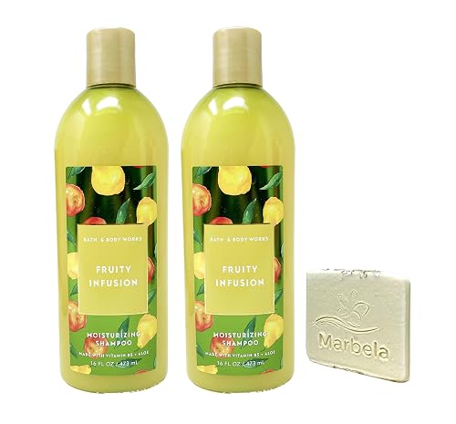 Bath & Body Works Fruity Infusion 2-Pack Moisturizing Shampoo Bundle with a Natural Oats Sample Soap Beauty & Personal Care Bath & Body Works