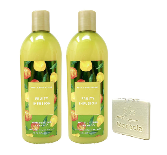 Bath & Body Works Fruity Infusion 2-Pack Moisturizing Shampoo Bundle with a Natural Oats Sample Soap Beauty & Personal Care Bath & Body Works