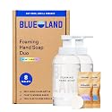 BLUELAND Hand Soap Duo, 2 Refillable Glass Foaming Hand Soap Dispensers with 8 Refill Tablets, Variety Scents, 8 x 9 Fl oz Beauty & Personal Care BLUELAND