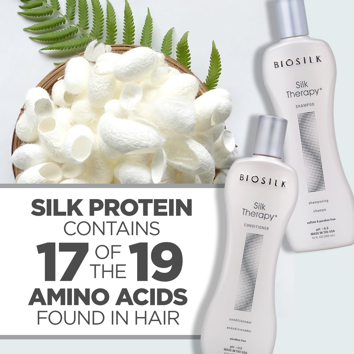 BioSilk Silk Therapy Duo Set, Shampoo & Conditioner for Gentle Cleansing, Moisturizing & Shiny Hair, Smooth, Replenished Hair, Sulfate-Free Beauty & Personal Care BioSilk
