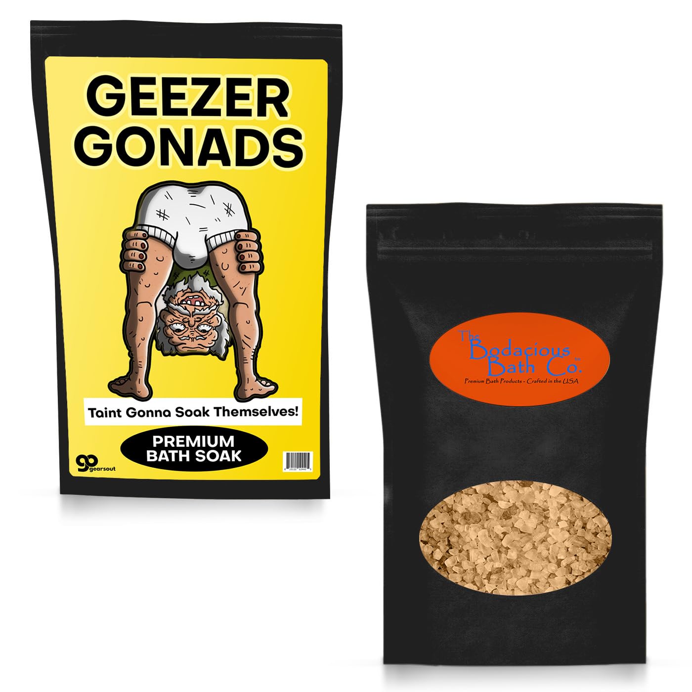 Geezer Gonads Gag Gift for Old Farts Men’s Bath Soak for Father’s Day Care Basket Ideas Stress Relief Sea Salts Stocking Stuffers Over-the-Hill Beauty and Personal Care Gears Out