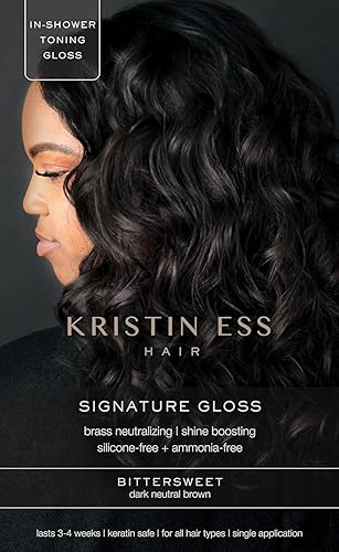 Kristin Ess Hair Gloss in Bittersweet Dark Brunette - 4 Wk Semi Permanent Hair Color for Women - Dark Brown Color Depositing Conditioner & Toner Beauty & Personal Care Kristin Ess