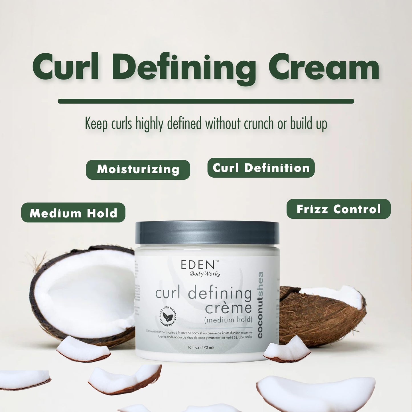 EDEN BodyWorks Coconut Shea Curl Defining Creme |16 oz | Moisturize Protect Against Humidity, Add Shine - Packaging May Vary Beauty & Personal Care EDEN BodyWorks