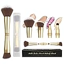 Voxora 4 in 1 Makeup Brush Set - All in One Powder/Blush, Foundation, Blending & Eyeshadow Brushes, Compact & Travel Essential Beauty & Personal Care Voxora