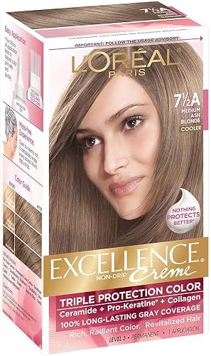 L’Oreal ParisExcellence Creme Triple Protection Color Creme, Level 3 Permanent, Medium Ash Blonde/Cooler 7-1/2A Beauty & Personal Care L'Oreal Paris