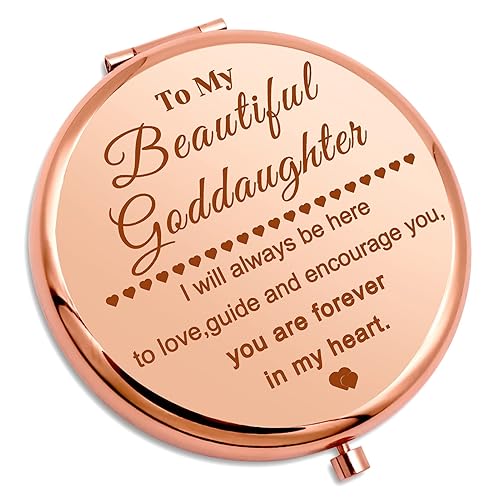 Goddaughter Gifts from Godmother Inspirational Birthday Gifts for Her Christian Compact Makeup Mirror to My Goddaughter Pocket Folding Makeup Mirror Beauty & Personal Care Gevody