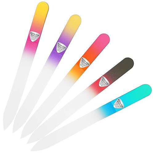 Bona Fide Beauty Czech Glass File Set - 5 Piece Crystal Nail Files (Multicolor). Reusable Bulk Nail Files from The EU. Beauty & Personal Care BONA FIDE BEAUTY