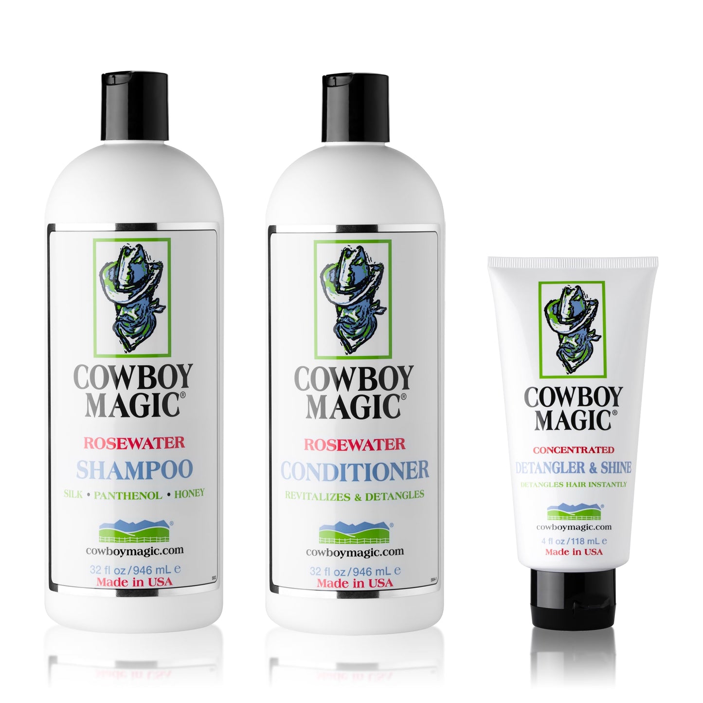 Cowboy Magic Shampoo + Conditioner 32 Ounce Bottles Detangler and Shine 4oz Beauty & Personal Care Cowboy Magic