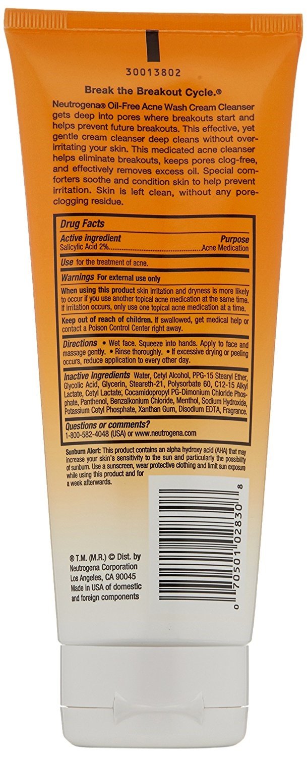 Neutrogena Acne Wash Cream Cleanser 6.7 Ounce (200ml) (Pack of 2) Beauty & Personal Care Neutrogena