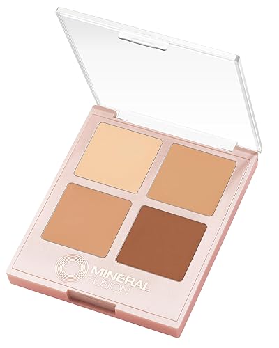 Mineral Fusion Makeup Cream Concealer Eye Palette Quad - 4 Warm to Dark Shades - Decadence - Blemish Concealer & Under Eye Brightener - With Vitamin C Beauty & Personal Care Mineral Fusion