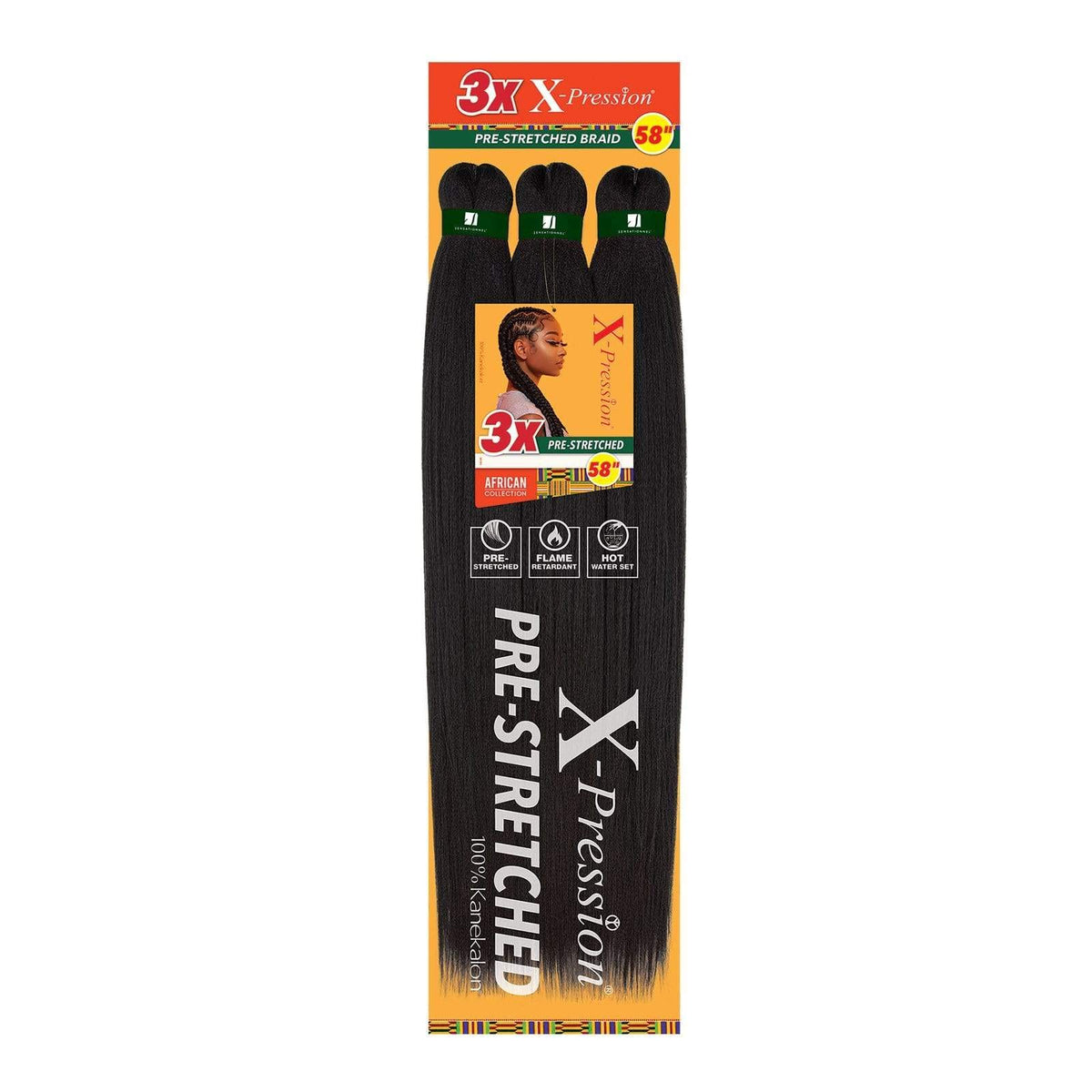 Sensationnel X-pression Prestretched Braiding Hair - Kanekalon Flame Retardant Smooth Yaki Braid Hair Extension 3X 58 Inch (2 Pack, 4 MEDIUM BROWN)